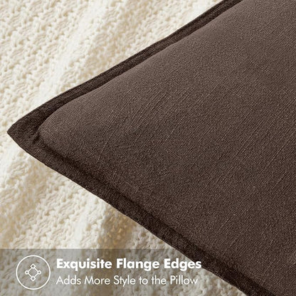 MIULEE Decorative Linen Pillow Covers 16x16 Inch Reddish Brown | Boho - Image 2