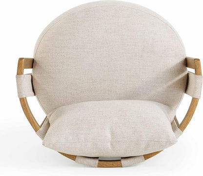 First of a Kind Swivel Chair in Cream Linen - Image 6