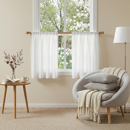 MYSKY HOME White Curtains 24 Inch Long - Image 2