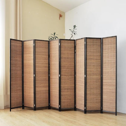 8 Panel Bamboo Room Divider Screen, 5.6 FT Tall Bamboo Divider Folding Panel - Image 5