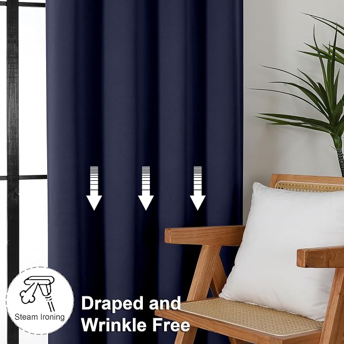 Simplebrand Ava Navy Blue Blackout Extra Long 10ft Curtains - Image 7
