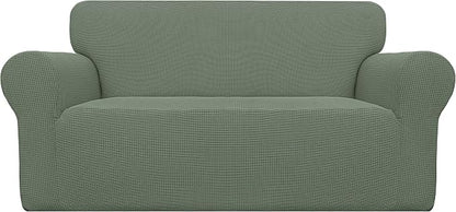 Easy-Going Stretch Loveseat Couch Covers Washable Greyish Green | 1-Piece by Easy-Going