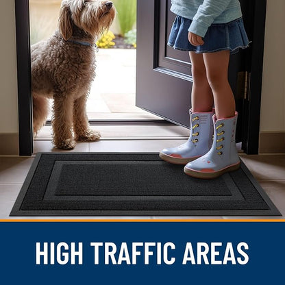 OLANLY Front Door Mat Outside 59x34, All-Season Heavy-Duty Rubber Doormat | Jet - Image 6