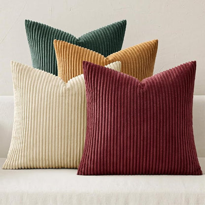 MIULEE Corduroy Decorative Throw Pillow Covers Christmas Red Green 18x18 | Set by MIULEE