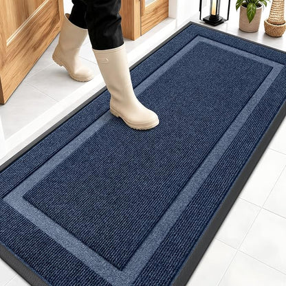 OLANLY Front Door Mat Outside 59x23, All-Season Heavy-Duty Rubber Doormat | Blue by OLANLY