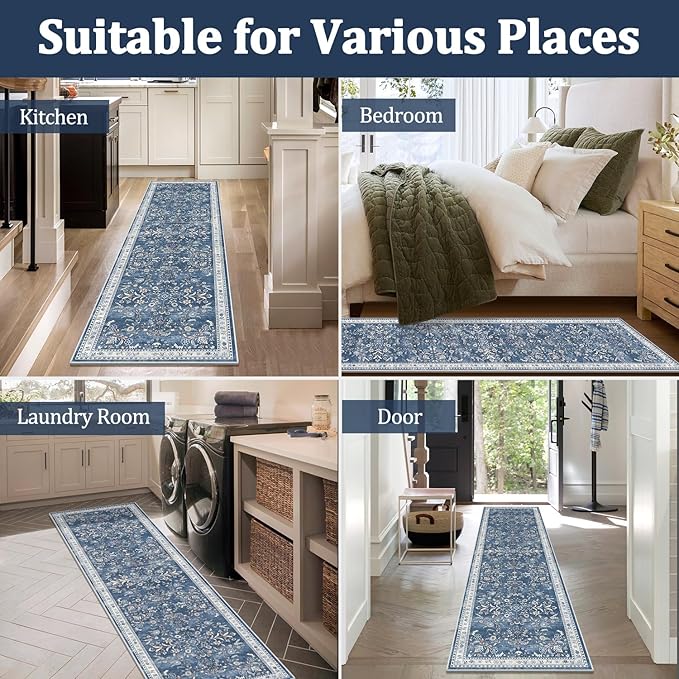 Yamaziot 2x5 Washable Hallway Runner Rug Non Slip Floral Carpet, Stain Resistant - Image 7