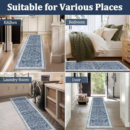 Yamaziot 2x10 Washable Hallway Runner Rug Non Slip Floral Carpet, Stain - Image 7