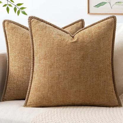 MIULEE Decorative Couch Throw Pillow Covers 18x18 Inch Apricot Brown 2 Pack | by MIULEE