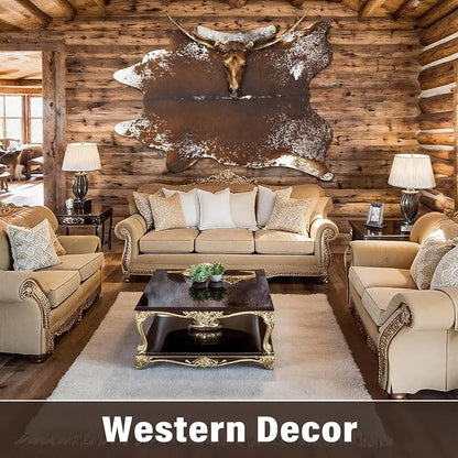 Faux Cowhide Rug, Animal Cow Hide Rug, 4.6 x 5.2 Ft Spotted Brown | Premium - Image 6