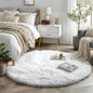 Amdrebio White Furry Round Circle Rug 6Ft by Amdrebio