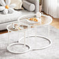 aboxoo White Nesting Glass Table Set of 2, Small Glass Round Nesting Tables by aboxoo