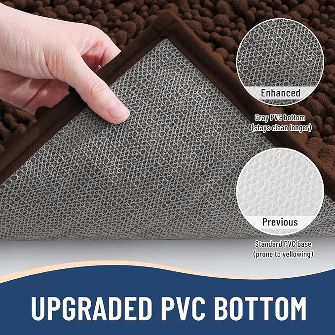 Arotive Luxury Chenille Bathroom Rug Mat, Extra Soft Thick Absorbent Shaggy Bath Rugs, Non-Slip Machine Wash Dry, Plush Bath Mats for Bathroom, Shower and Tub, 40x24, Brown