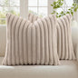 decorUhome Fall Faux Fur Throw Pillow Covers 22x22 Set of 2 Tan | Decorative by decorUhome