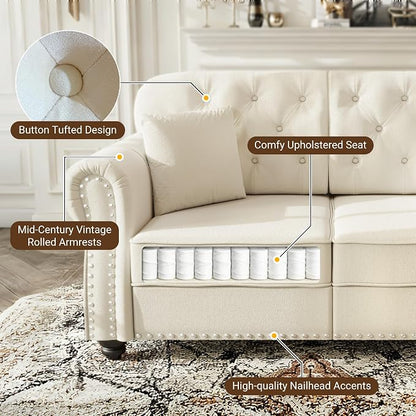 KEIKI 83" Velvet Chesterfield Sofa - Image 4