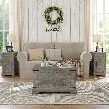 Furnideco Farmhouse Lift Top Coffee Table, Square Wood Center Table - Image 5