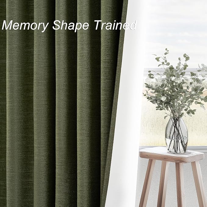 Olive Green Curtains 120 Inch Long 2 Panels Set - Image 5