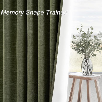 Topfinel Extra Long 132 Inch Olive Green Curtains 2 Panels Set - Image 3