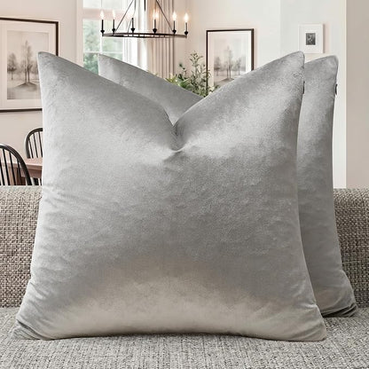 GIGIZAZA Silver Grey Velvet Throw Pillow Covers 24x24 Pack of 2 | Decorative by GIGIZAZAFocusingonhomedecoration