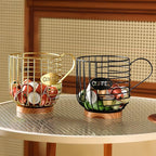 Coffee Pod Holder,Bar Accessories - Espresso Pod Holder - Large Capacity Black Wire Coffee Basket With Wooden Base