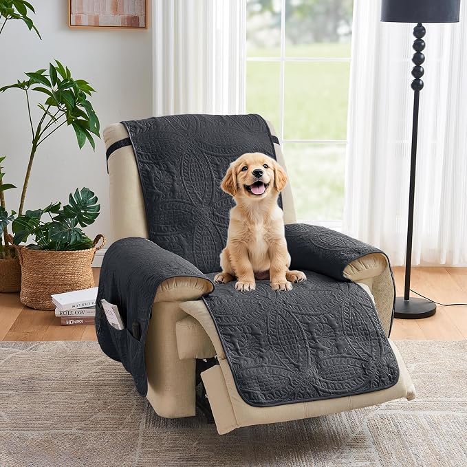 Black Quilted Recliner Covers, Waterproof Recliner Chair Covers, Lazy Boy Chair by Pamhaven