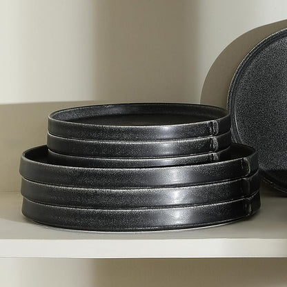 Stone Lain Bao 4-Piece Salad Plate Set Stoneware, Charcoal