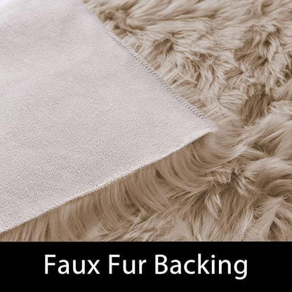 Latepis Small Area 2x4 Rug Brown Beige Fur Rug 60% Acrylic 40% polyester Shaggy - Image 3