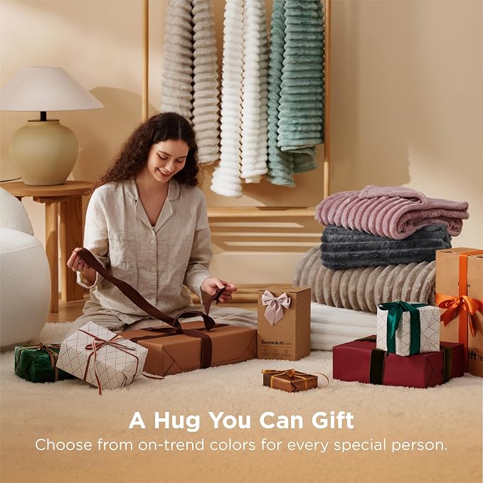 Bedsure Soft Twin Blanket for Bed Decor Gifts Beige 60"x80" | Birthday Gifts - Image 5