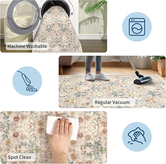 GarveeHome Washable Runner Rug 2x6, Non Slip Floral Kitchen Runner - Image 6