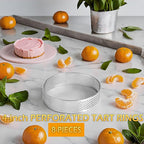 8Packs Perforated Tart Rings 4 Inch Stainless Steel Perforated Cake Rings, Round Tart Ring Molds for Cookies, fruit tarts, Prevent Soggy Crust & Even Baking