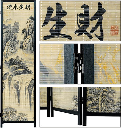 MyGift 4 Panel Folding Room Divider, 6FT Bamboo Privacy Screen - Image 4