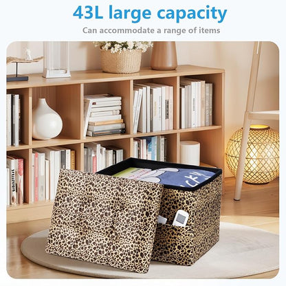 AmasSmile Storage Ottoman Folding Foot Rest Stool - Image 4