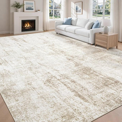 9x12 Area Rugs Washable Rug: Abstract Neutral Rugs Modern Non Slip Area Rug by MXSANYOORUG