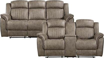 Lexicon Recliner Living Room Set, Home Theater Seating, Manual Polished - Image 3