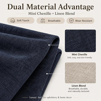 Mini Chenille Linen Blend Upholstery Fabric by the Yard, 57 Inch Wide Soft - Image 2