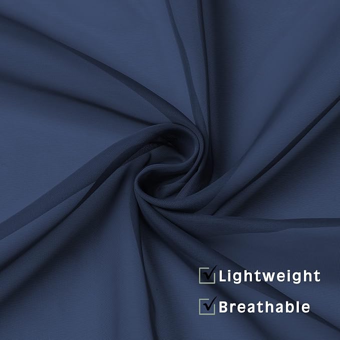 Blue Sheer Curtains, Sheer Curtains 63 inch Length 2 Panels Set, Rod Pocket - Image 7