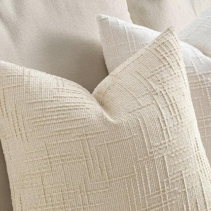 MIULEE Chenille Textured Euro Throw Pillow Covers Beige 22x22 Set of 2 | Slubby - Image 3