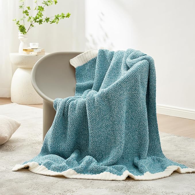 Snuggle Sac Teal Blue Oversized Throw Blankets, Super Soft Warm Cozy Throw - Image 2