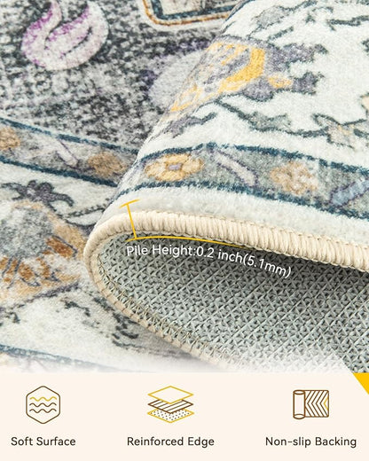 RELEANY Washable Area Rug, Round 10ft, Water Repellent, Pet Friendly, Vintage - Image 4