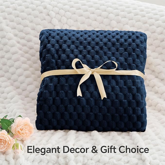 BEDELITE Navy King Blanket for Bed, Soft Cozy Gifts for Women, 108 * 90 | 3D - Image 3