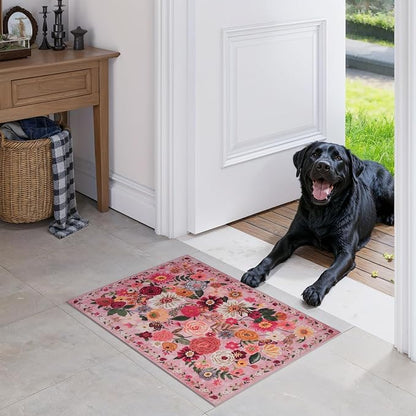 Pink Floral Entry Door Mat 24x17 inch - Image 8