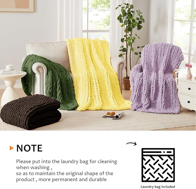 L'AGRATY Chunky Knit Throw Blanket - Image 9