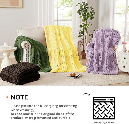 L'AGRATY Chunky Knit Throw Blanket - Image 9