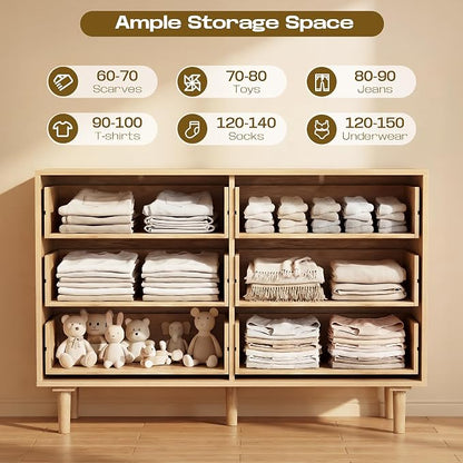 FUQARHY 6 Drawer Dresser Rattan Dresser Modern Chest - Image 4