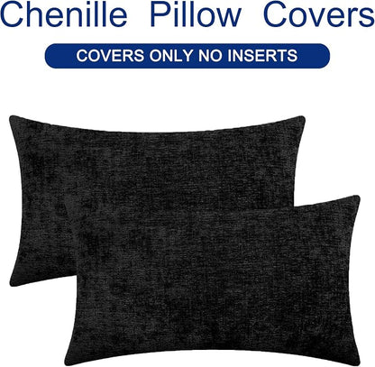 CaliTime Decorative Couch Throw Pillow Covers 26 X 16 Inches Black | Pack of 2 - Image 6