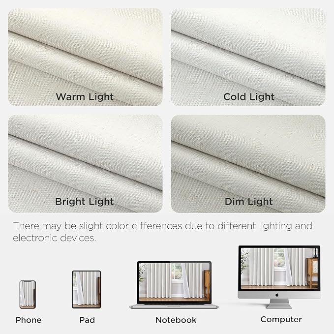 Joydeco Pleated Curtains for Living Room Bedroom, Linen Drapes 90 inch Length 2 - Image 8