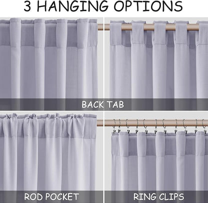 Lavender Purple Linen Curtains 84 Inch Length 2 Panels Set - Image 2