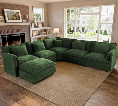 ELUCHANG 114" Oversized V-Shaped Cloud Couch Modular Sectional Sofa by ELUCHANG