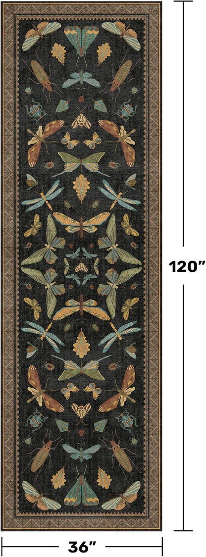 Green and Black 3x10 Wide Washable Runner Rugs - Image 2