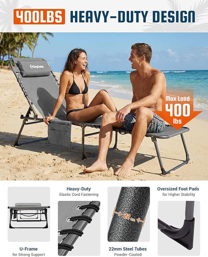 KingCamp Lounge Chair Outdoor, 400LBS Tanning Chairs - Image 4