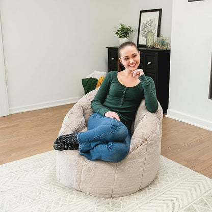 Big Joe Milano Bean Bag Chair for Kids, Ultra-Soft Taupe Plushie Polyester Blend - Image 5